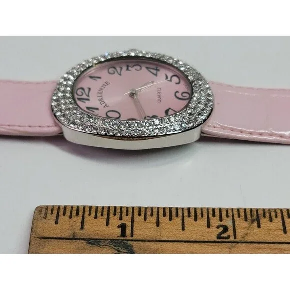 Adrienne Quartz ADR057 Womens Watch Pink Band Diamond Jewel Trim New Battery - Picture 6 of 13